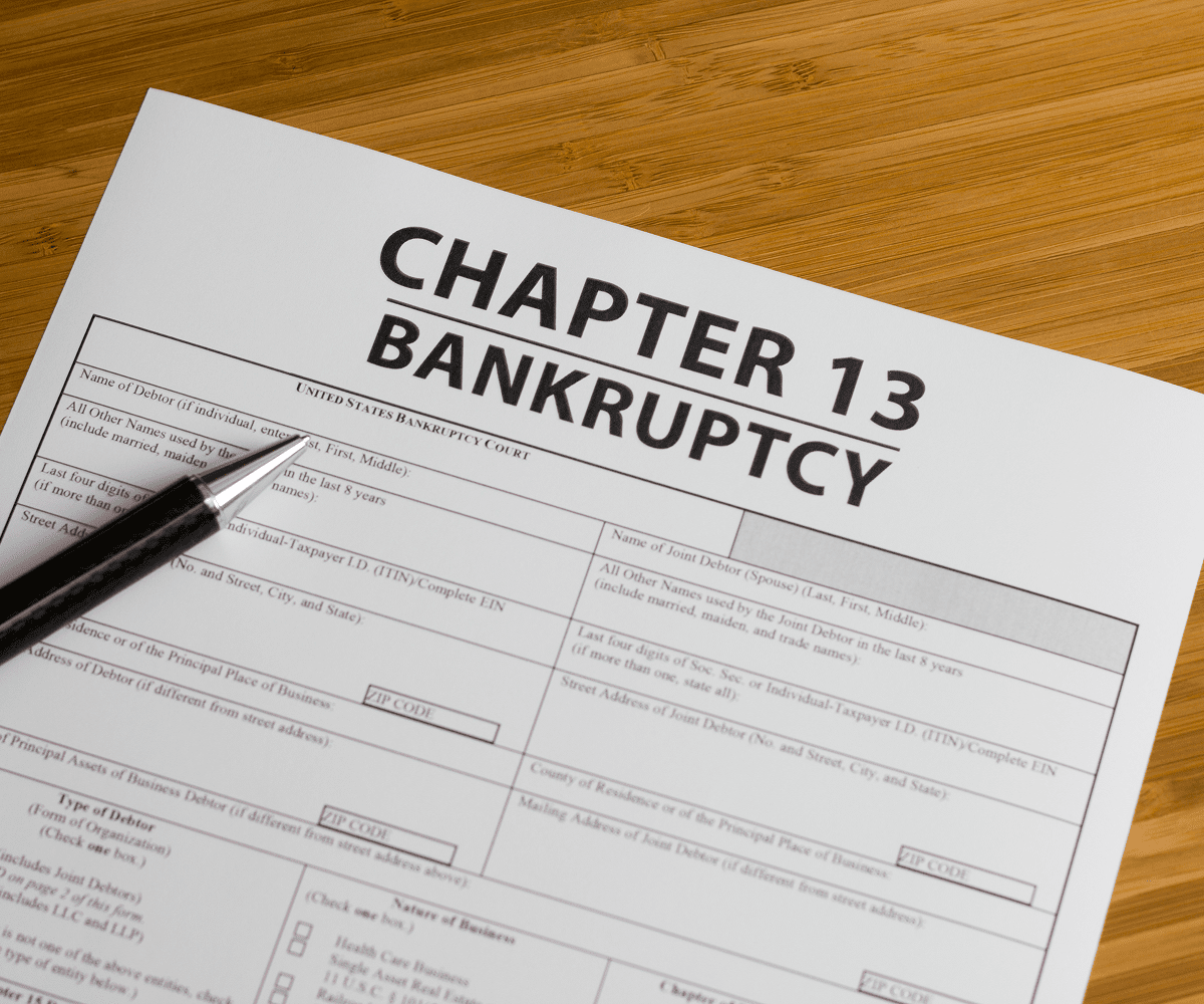 Chapter 13 bankruptcy form with pen.